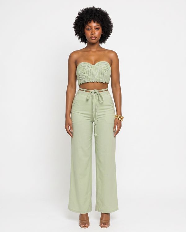 Sage Escape - Ensemble pantalon texturé